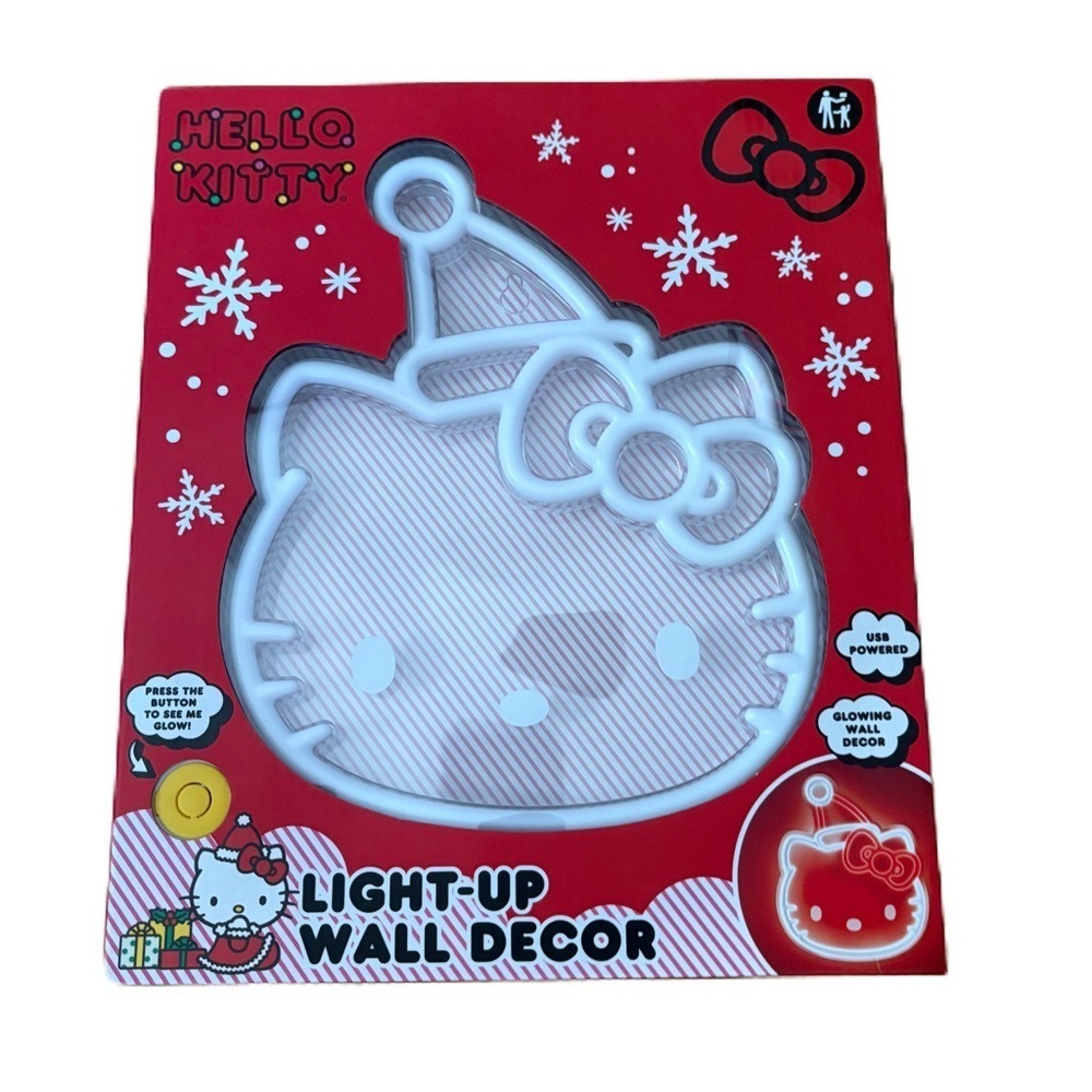 Hello Kitty Festive Neon Light Christmas Decor NEW Santa Hat
